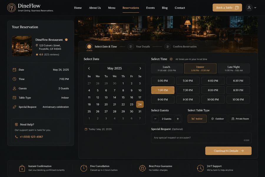 Reservation interface