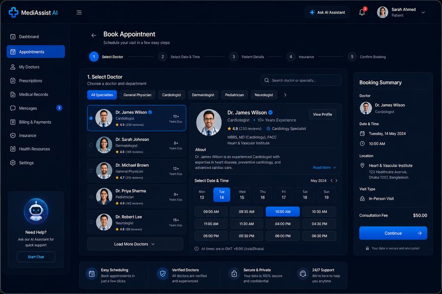 Appointment booking interface